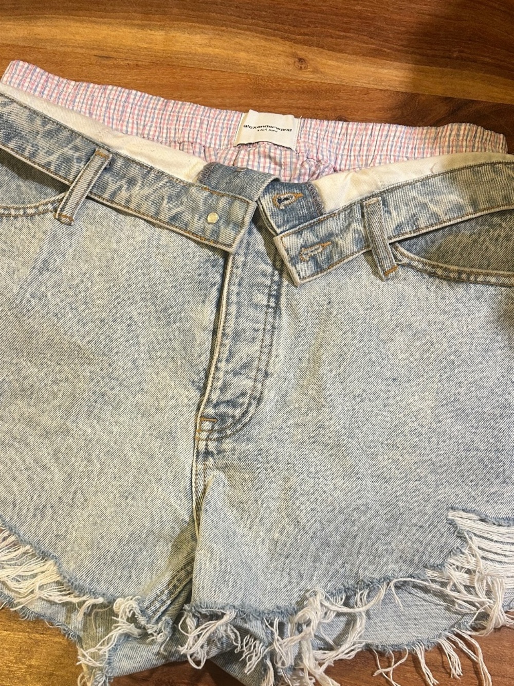ALEXANDER WANG Blue boxer Layer Bite Flip Denim Shorts